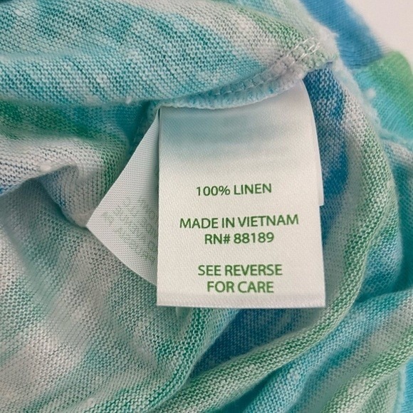 Lilly Pulitzer Duval notch Neckline Linen Seafoam Blue tee shirt blouse Size M - Picture 6 of 9